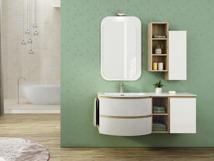 FREEDOM FC05 - Single wall-mounted HPL vanity unit with mirror _ LEGNOBAGNO