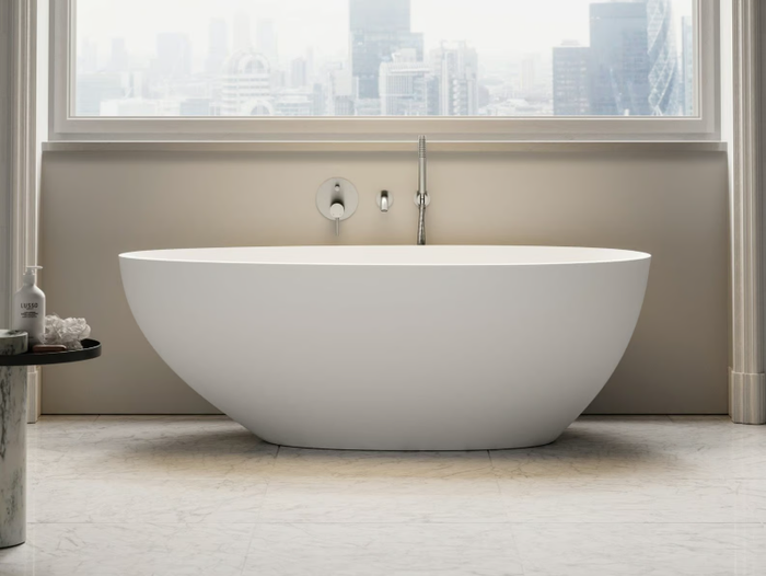 EGG SHELL - Freestanding oval Resin Stone bathtub _ LUSSO