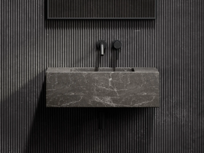 CALLA - Wall-mounted rectangular marble washbasin _ LUSSO