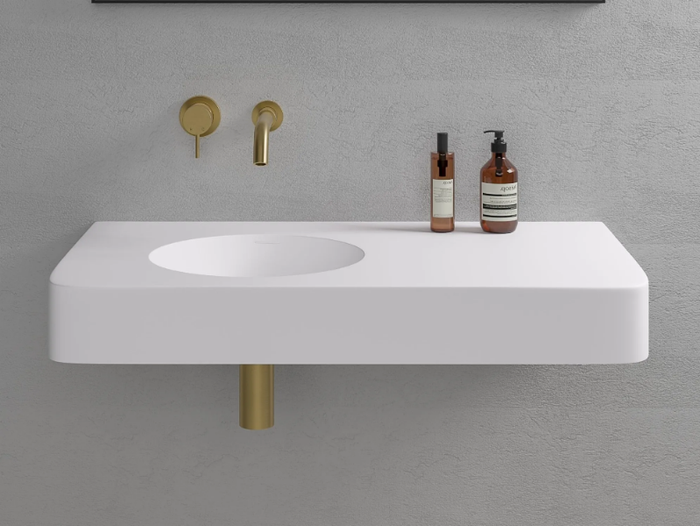 LANOSA - Wall-mounted round Resin Stone washbasin _ LUSSO