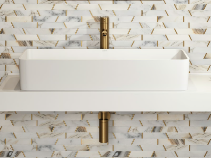 LAURO - Countertop rectangular Resin Stone washbasin _ LUSSO