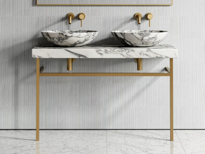 LOMAZZO - Double Arabescato marble washbasin countertop _ LUSSO