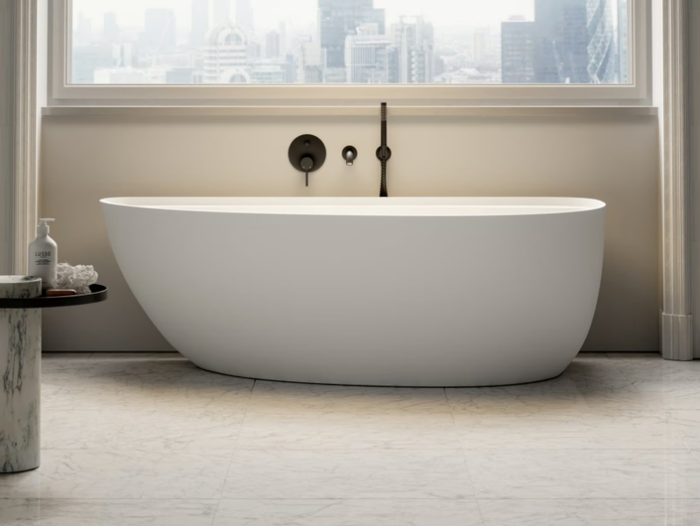 NILO - Freestanding oval Resin Stone bathtub _ LUSSO