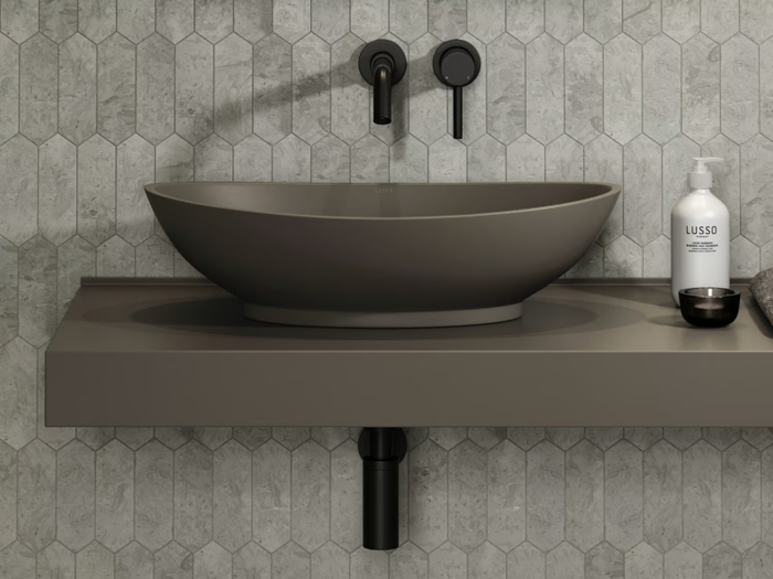 OASIS - Countertop oval Resin Stone washbasin _ LUSSO