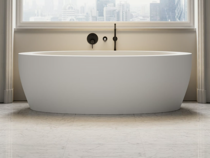 OCEAN - Freestanding oval Resin Stone bathtub _ LUSSO