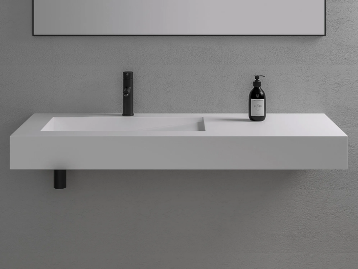 SLOPE - Wall-mounted single rectangular Resin Stone washbasin _ LUSSO