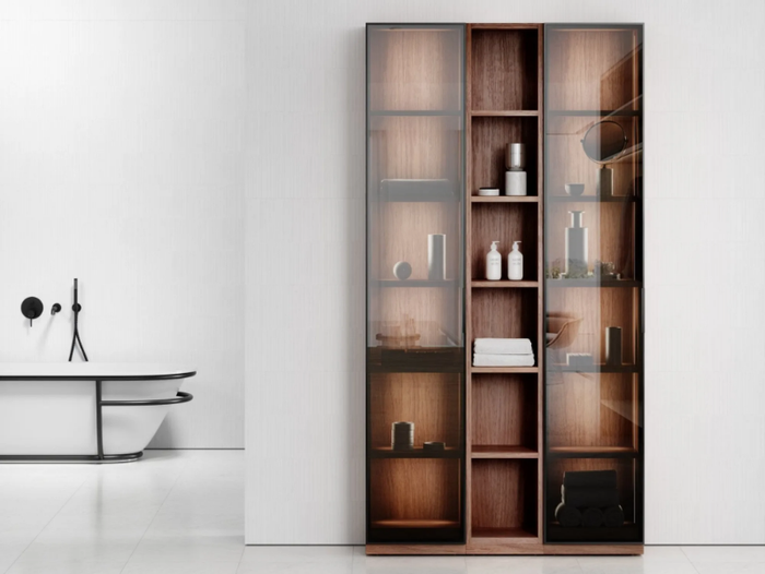 ZOTTO - Wood and glass display cabinet with integrated lighting _ LUSSO