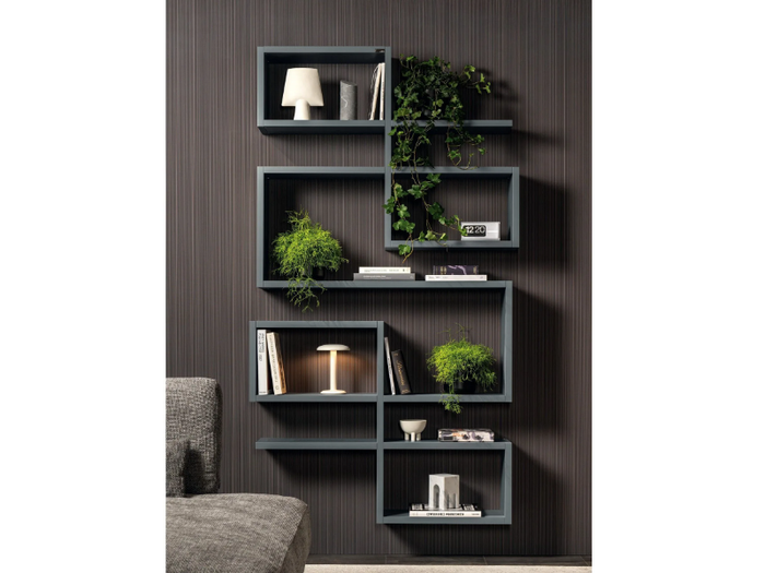 LAGOLINEA - 2638 - Open floating wooden bookcase _ Lago