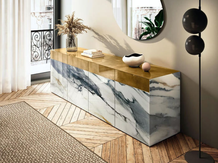 MATERIA - 2605 - Glass sideboard with doors _ Lago