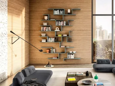 LAGOLINEA - Wall-mounted sectional wooden bookcase _ Lago