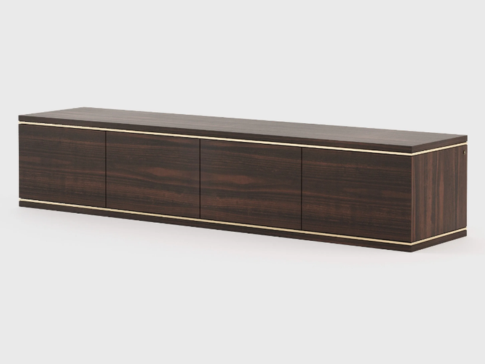 DUANE - Low eucalyptus TV cabinet with doors _ Laskasas