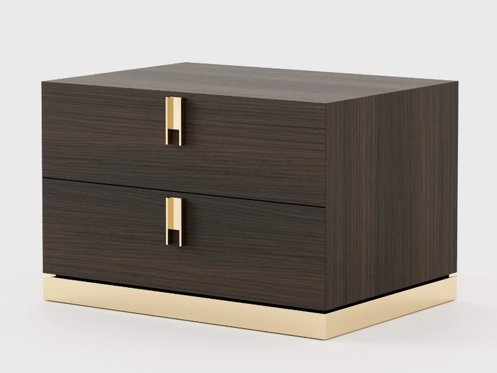 EMILY - Rectangular oak bedside table with drawers _ Laskasas