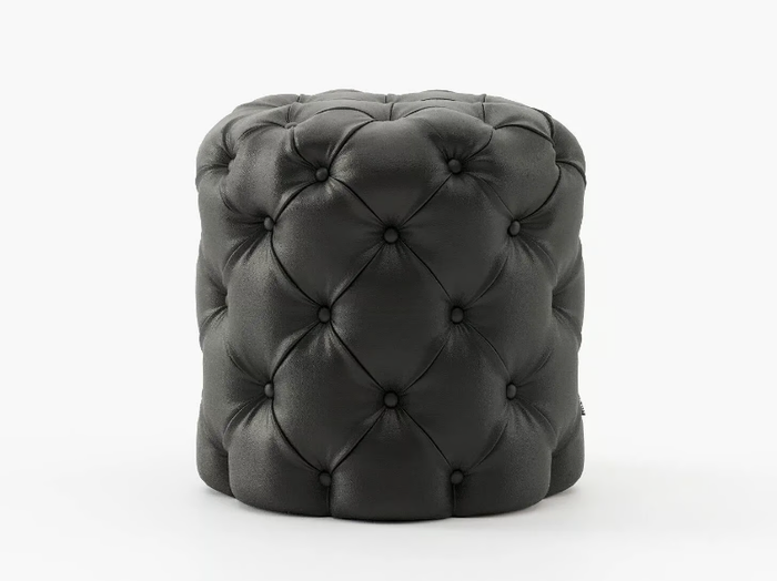 BUR SMALL - Tufted round leather pouf _ Laskasas