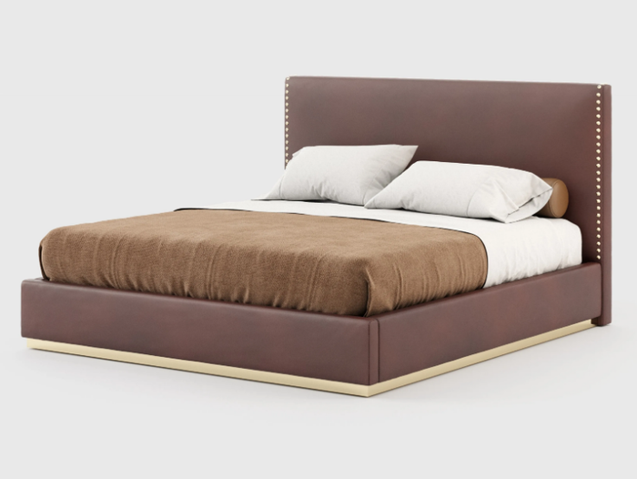 MARLIN - Leather bed with upholstered headboard _ Laskasas