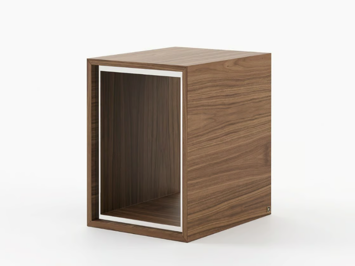 NILO - Wooden high side table with integrated magazine rack _ Laskasas