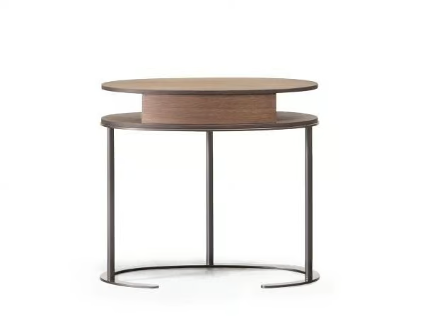 ORTIS - Oval wooden coffee table with storage space _ Lema