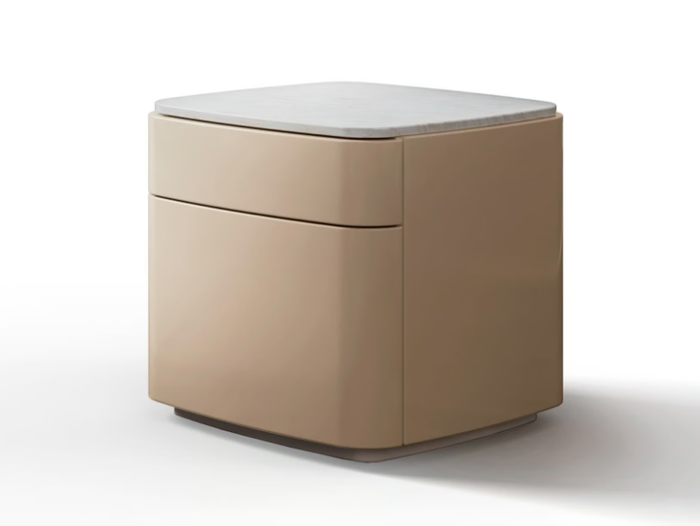 LULLABY - Rounded wooden bedside table with drawers _ Lema