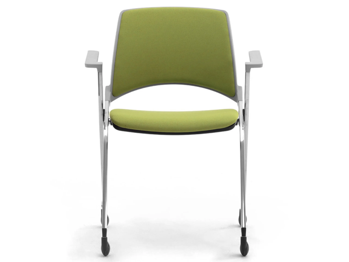 KEY OK - Chrome plated steel and fabric chair with armrests _ Leyform