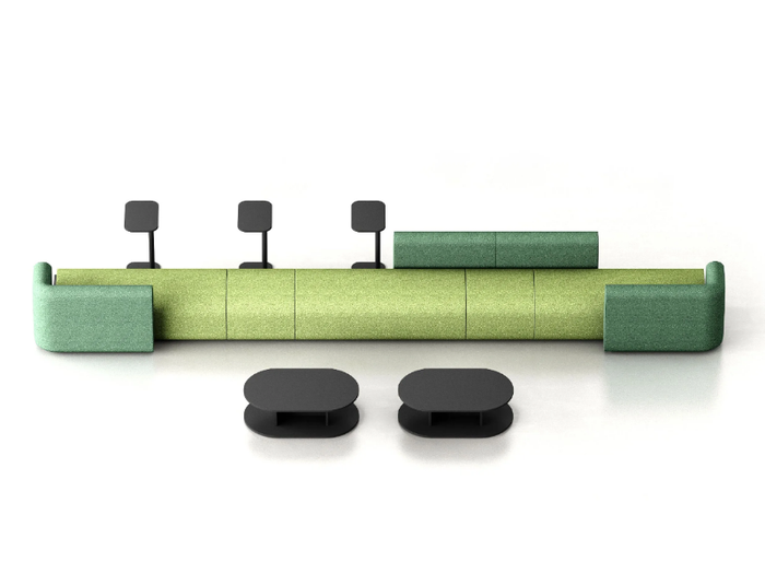 NOÀ - Modular upholstered fabric bench for contract _ Leyform