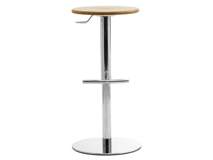 PUNTO - High swivel multi-layer wood and chrome steel stool _ Leyform