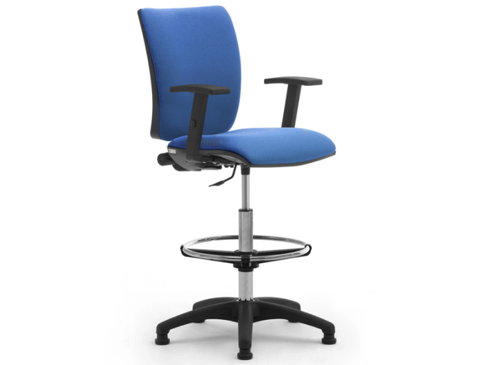 SPRINT - Height-adjustable fabric office stool with Armrests with 5-Spoke base _ Leyform