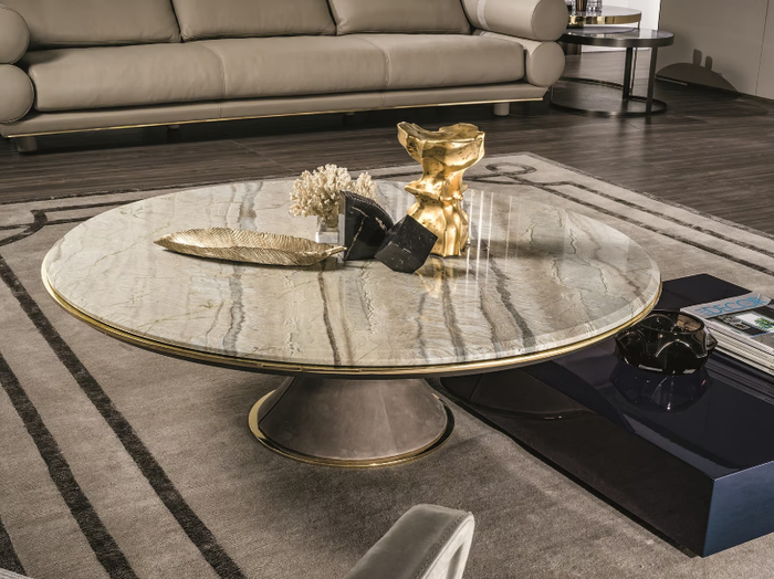 GEHRY - Round marble coffee table _ Longhi