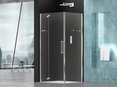 PRISMA 2.0 - Corner glass shower cabin with hinged door _ MEGIUS