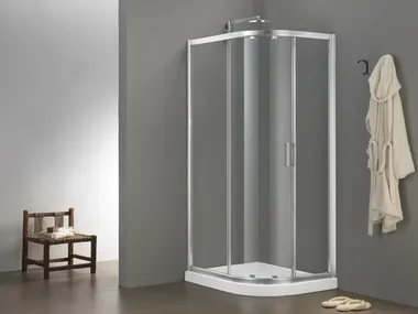 MORE LIVE SWIM - Corner glass shower cabin with sliding door _ MEGIUS