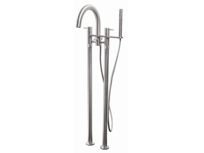 MB507 - Floor standing stainless steel bathtub mixer with hand shower _ MGS