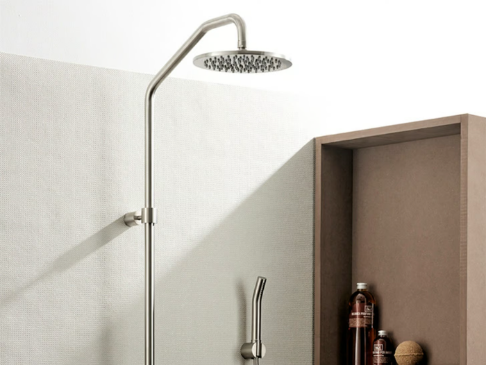 CORSIVO 11TH22+55100+0711+G20 - Wall-mounted thermostatic stainless steel shower panel with hand shower _ MINA