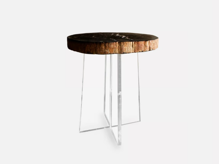 PETRA SLICE - Round acrylic and wooden side table _ MORADA