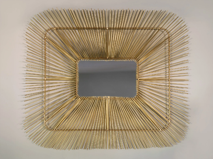 MASK PARALLEL - Rectangular wall-mounted brass mirror _ Mary&