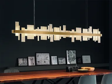 HONICÉ S200 - LED pendant lamp in metal and natural stone _ Masiero