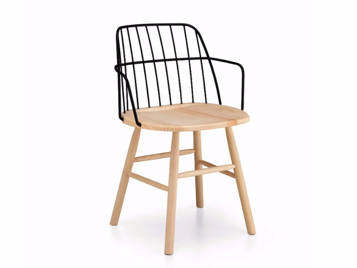 STRIKE P - Steel and wood chair with armrests _ Midj