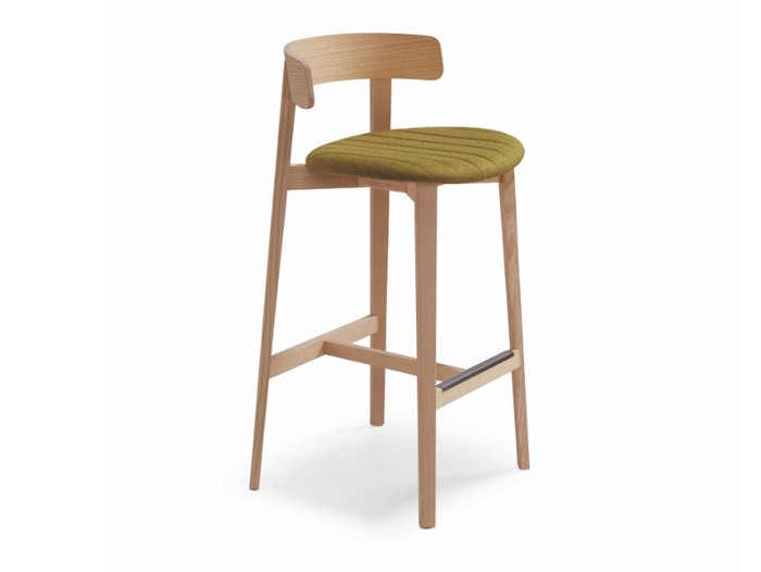 MAYA - High fabric stool with back with integrated cushion _ Midj