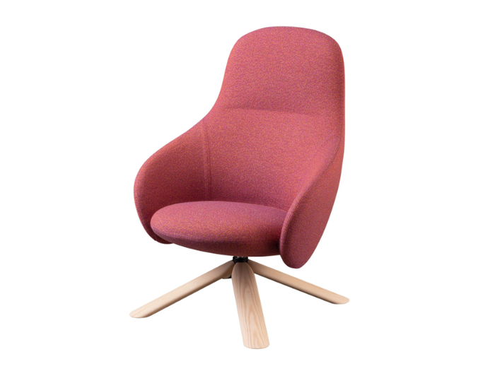 NEBULA LOUNGE WOOD - Trestle-based fabric armchair with armrests and wooden base _ Miniforms