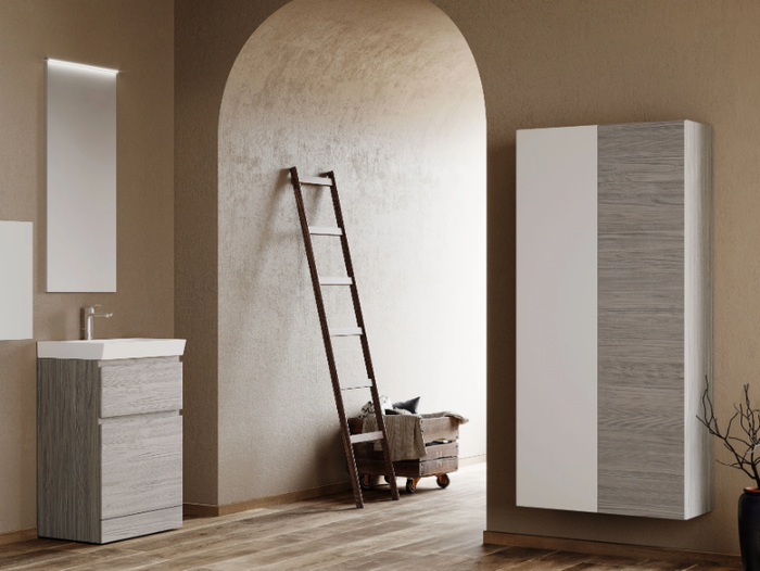 C71 - Floor-standing laminate vanity unit with mirror _ Mobiltesino