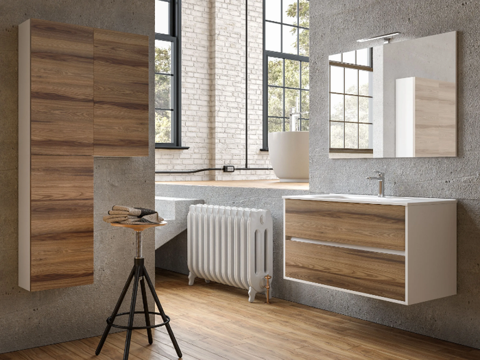 K91 - Wall-mounted laminate vanity unit with drawers _ Mobiltesino