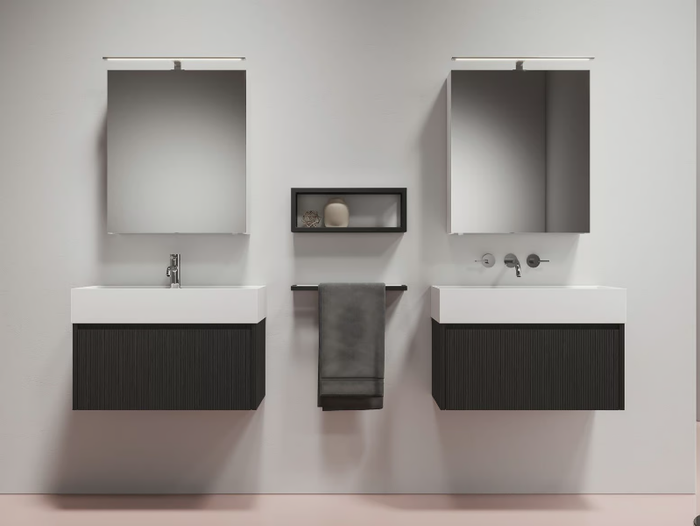 M27 - Double oak vanity unit with integrated washbasin _ Mobiltesino