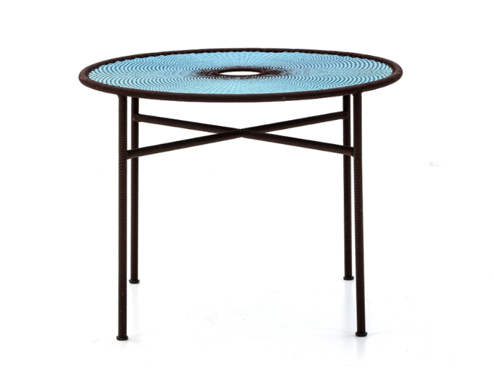 BANJOOLI - Steel and colored polyethylene threads handwoven table _ Moroso