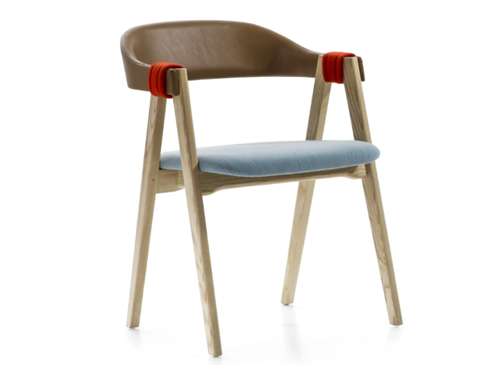 MATHILDA - Stackable wooden chair with armrests _ Moroso