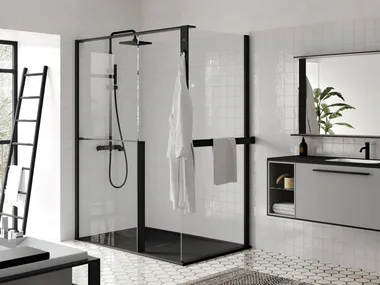 KUADRA H+H FRAME - Aluminum and tempered glass shower panel _ NOVELLINI