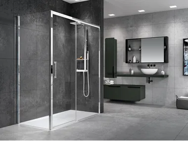 ROSE ROSSE F - Corner shower cabin with sliding door _ NOVELLINI