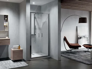 ZEPHYROS 2.0 2B - Niche glass and aluminium shower cabin with hinged door _ NOVELLINI