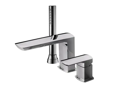 MIS 01139310 - 3 hole deck mounted bathtub tap with hand shower and diverter _ PALAZZANI