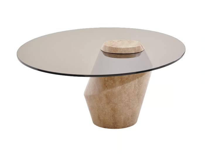 MAWE - Round glass and marble coffee table _ PARLA