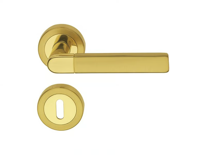 EXPO 2 FASHION - Brass door handle on rose with lock _ Pasini