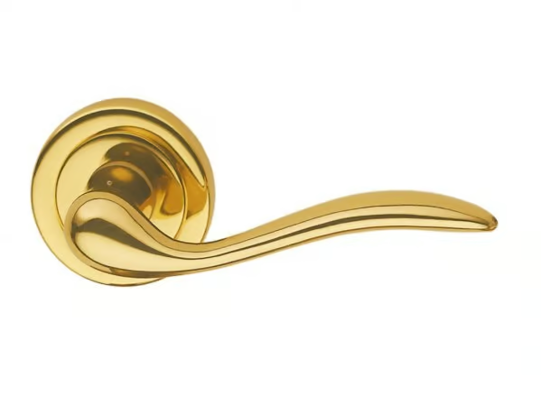 VALENCIA EASY - Brass door handle on rose _ Pasini