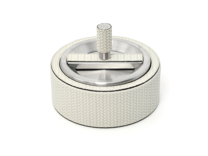 GIRO - Stainless steel and leather ashtray _ Pinetti