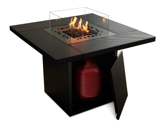 SQUARE TABLE - Gas outdoor freestanding galvanized steel fireplace _ Planika